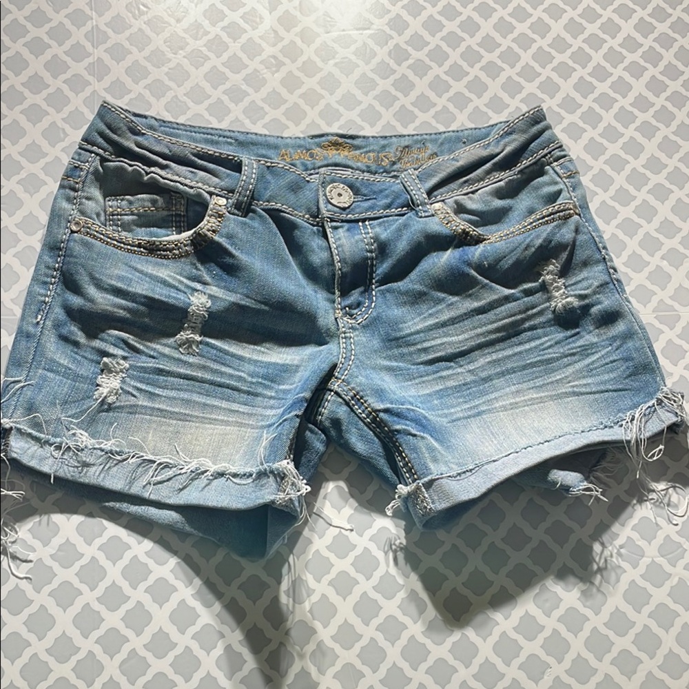 Distressed Denim Shorts